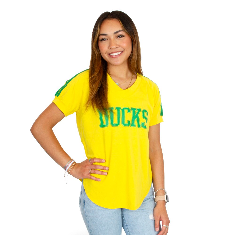 Ducks Spirit, Zoozatz, Yellow, Crew Neck, Cotton Blend, Women, Striped sleeve, Hot Mama, T-Shirt, 954314